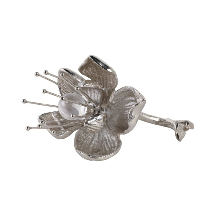 10" ADDIE METAL FLOWERS, SILVER