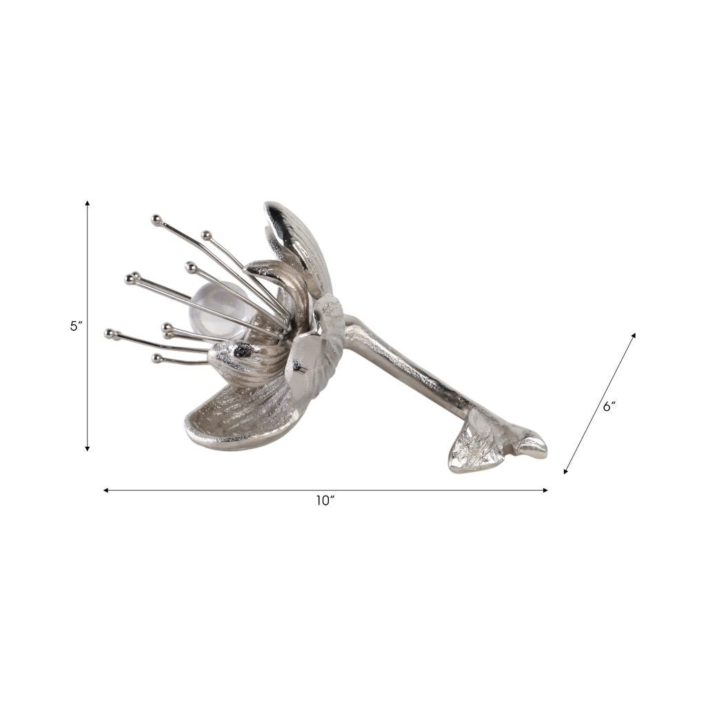 10" ADDIE METAL FLOWERS, SILVER