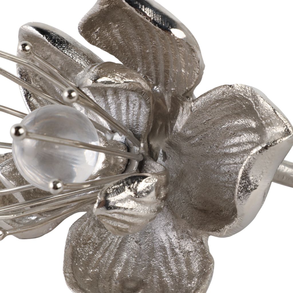 10" ADDIE METAL FLOWERS, SILVER