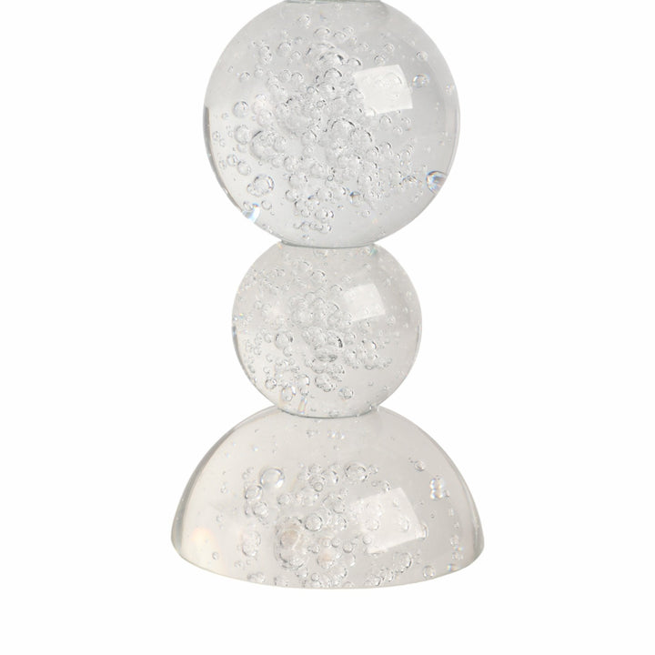 10" MULTI BUBBLE CRYSTAL CANDLE HOLDER W/ TAPER, C