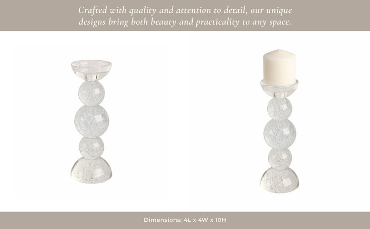 10" MULTI BUBBLE CRYSTAL CANDLE HOLDER W/ TAPER, C