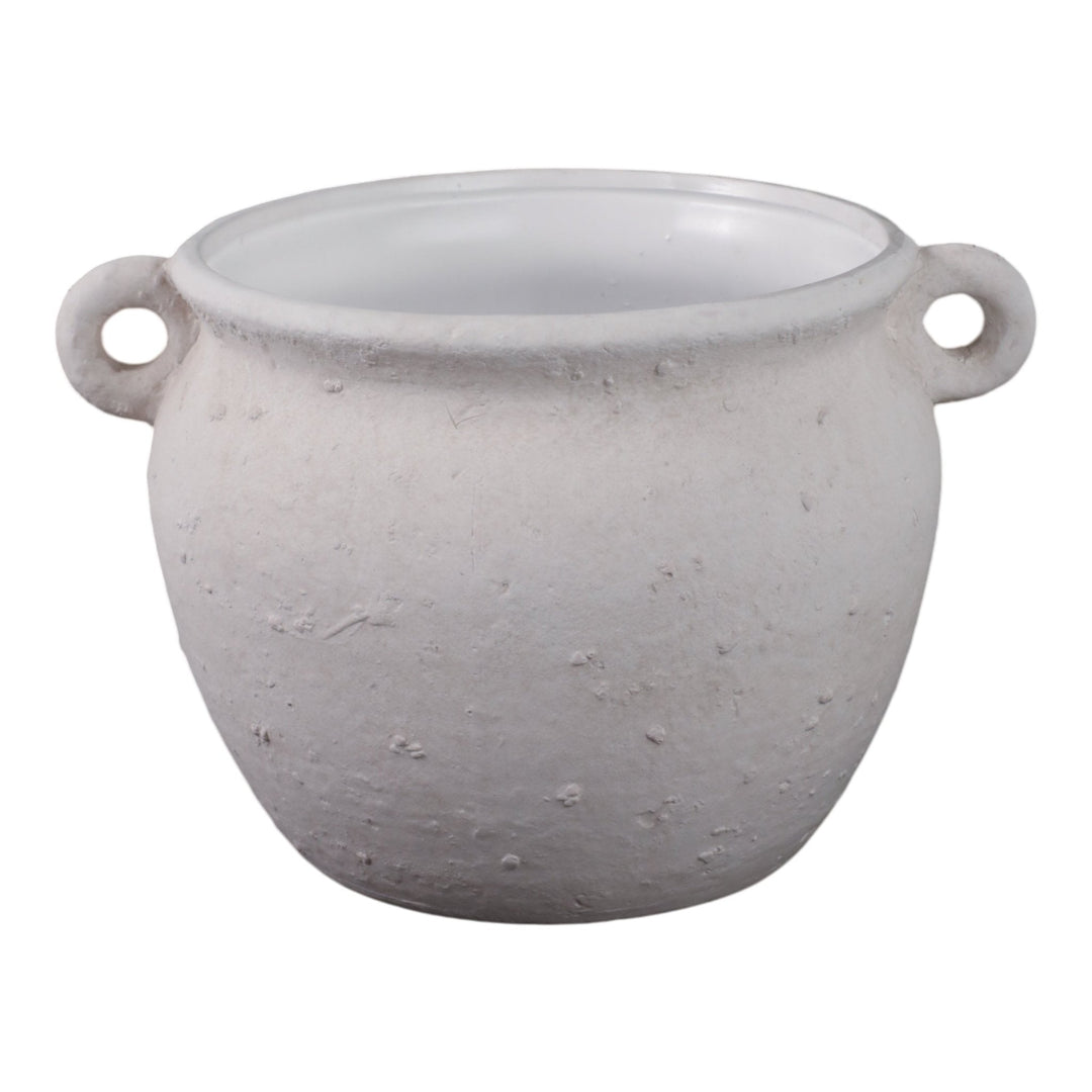10" TEXTURED STONEWARE JUG PLANTER, WHITE