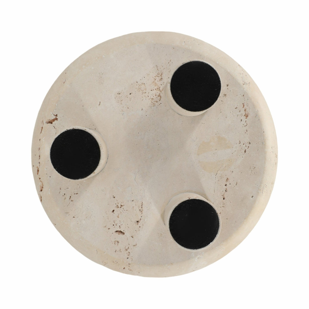 10" TRAVERTINE FOOTED BOWL, TAN