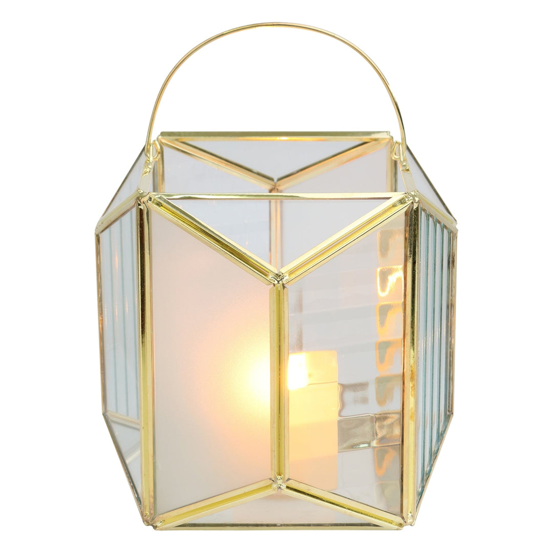 METAL & GLASS CANDLE HOLDER 16*16*16.5 CM