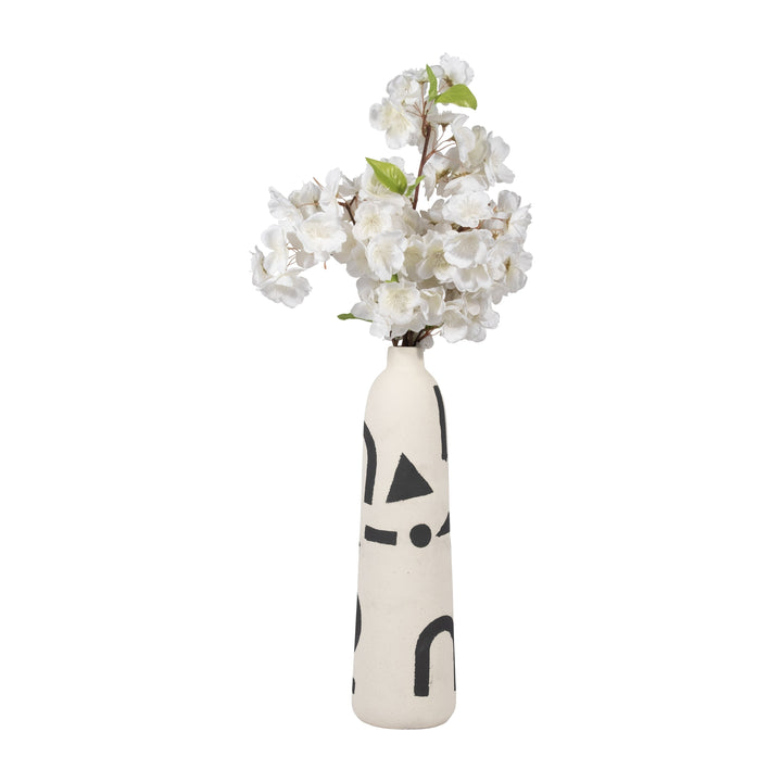 CER, 15" FUNKY VASE, IVORY/BLACK