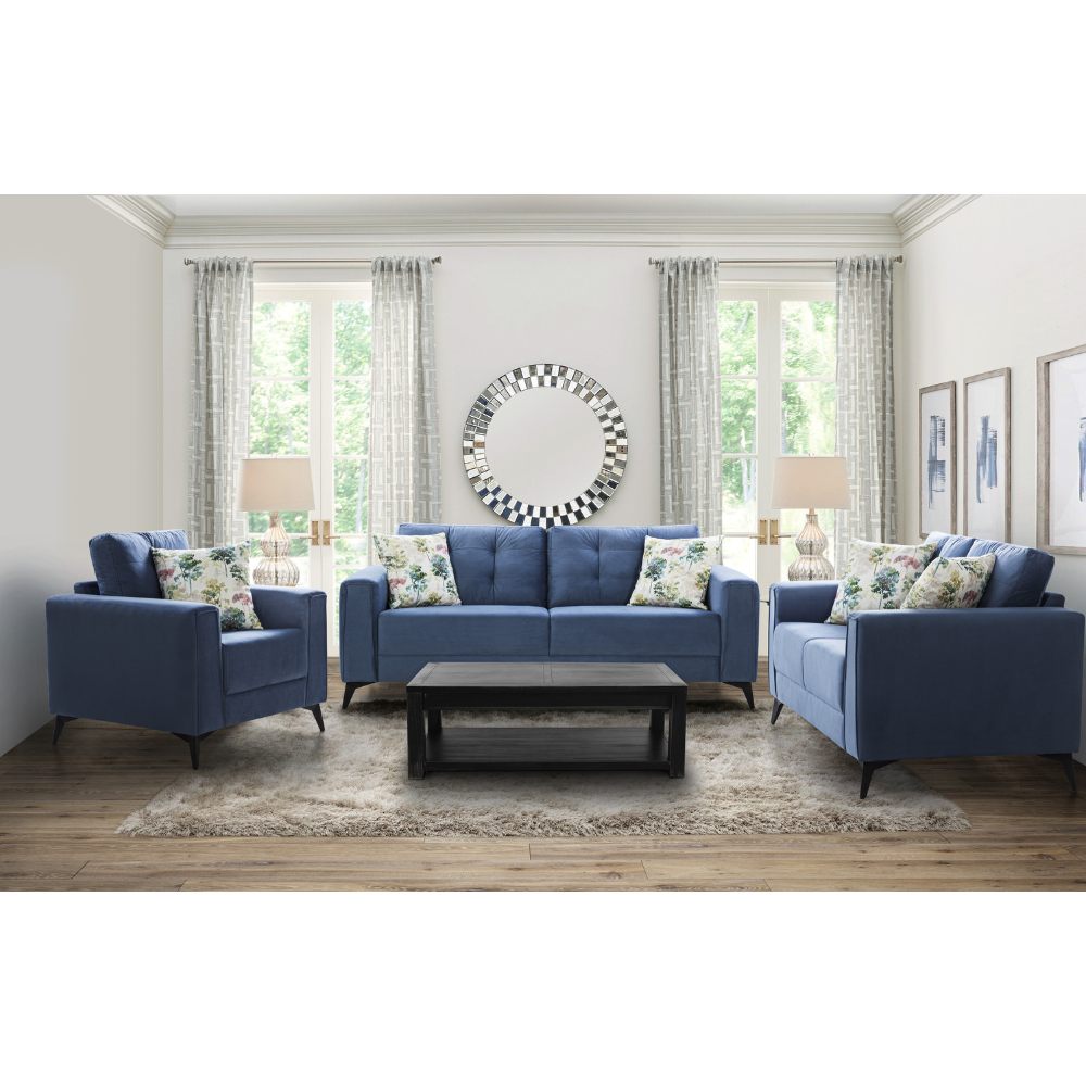 Brandon Beloved Dark Blue Sofa Set