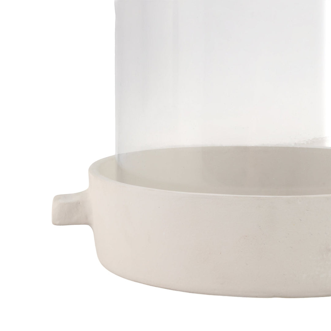 10x10" Terracotta Hurricane Pillar Holder, White