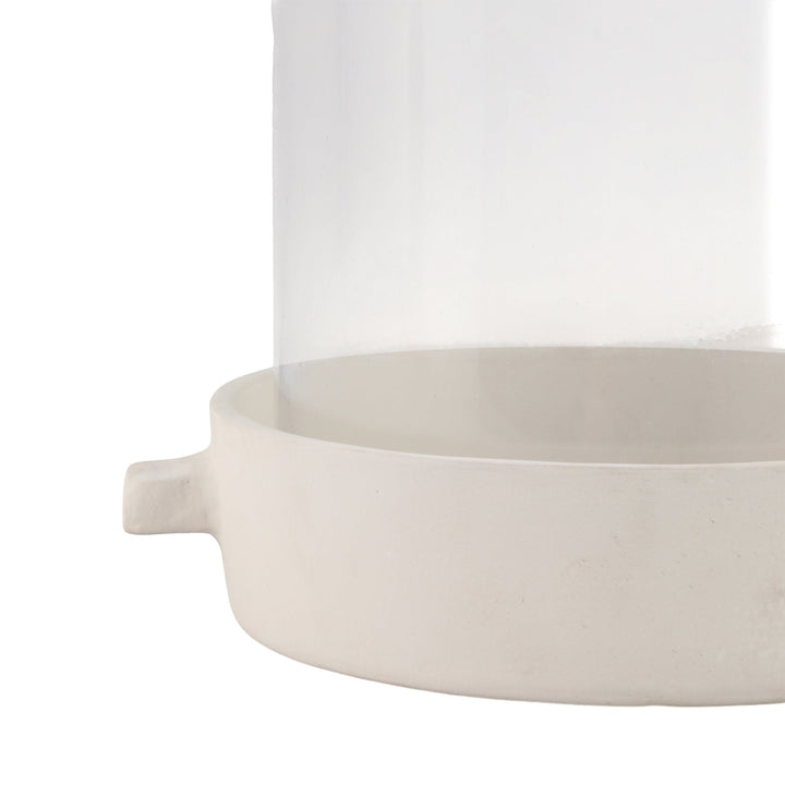 10x10" Terracotta Hurricane Pillar Holder, White