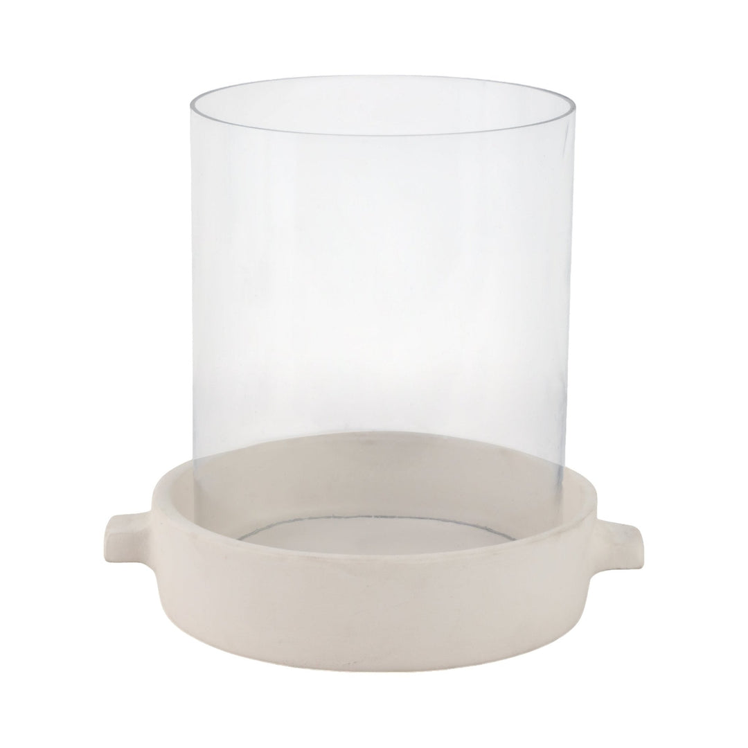 10x10" Terracotta Hurricane Pillar Holder, White