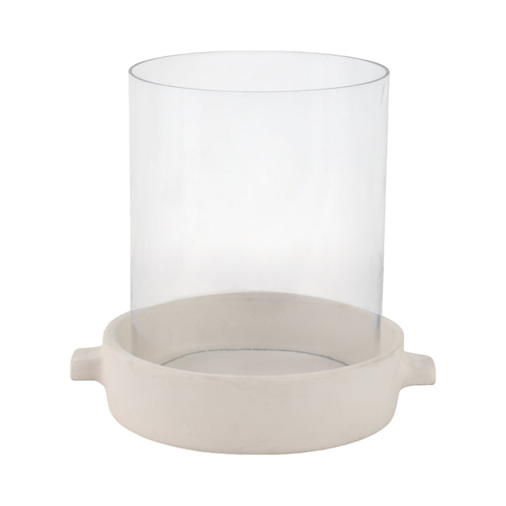10x10" Terracotta Hurricane Pillar Holder, White
