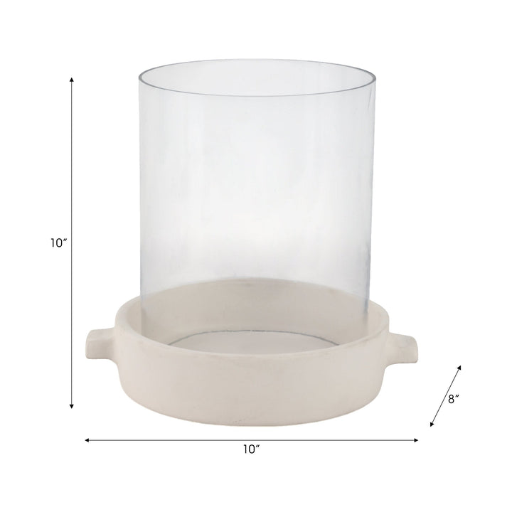 10x10" Terracotta Hurricane Pillar Holder, White