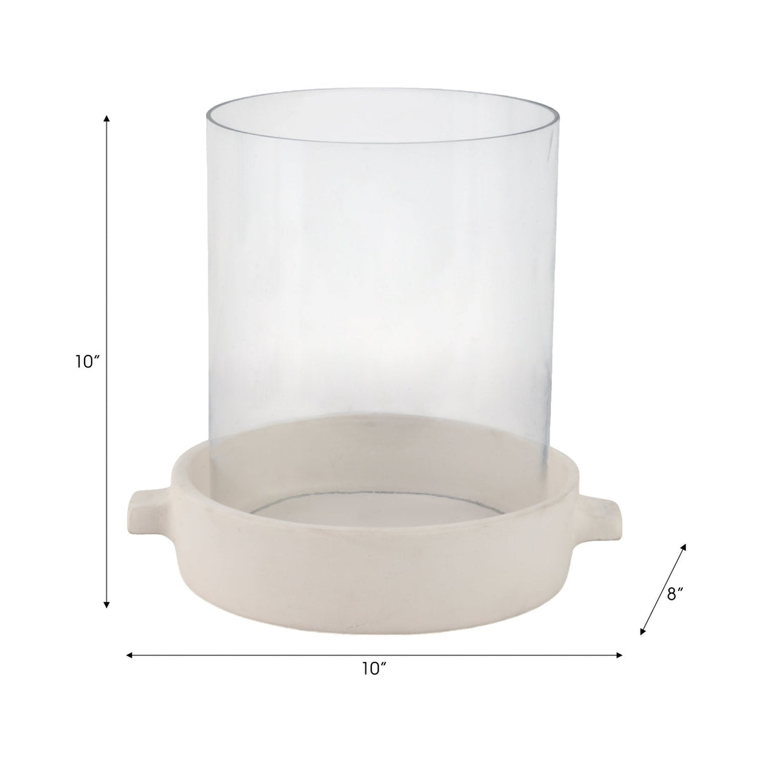 10x10" Terracotta Hurricane Pillar Holder, White