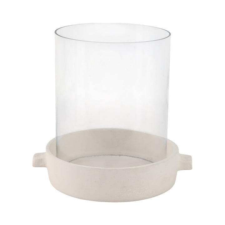 10x10" Terracotta Hurricane Pillar Holder, White