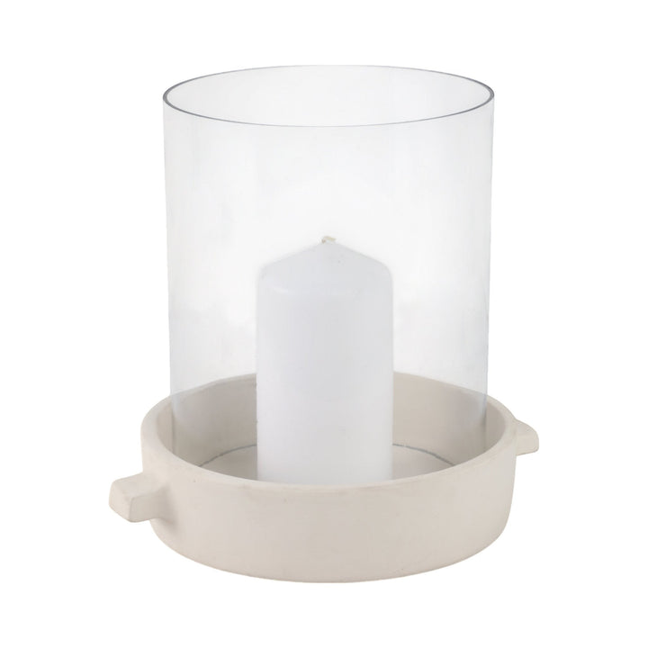 10x10" Terracotta Hurricane Pillar Holder, White