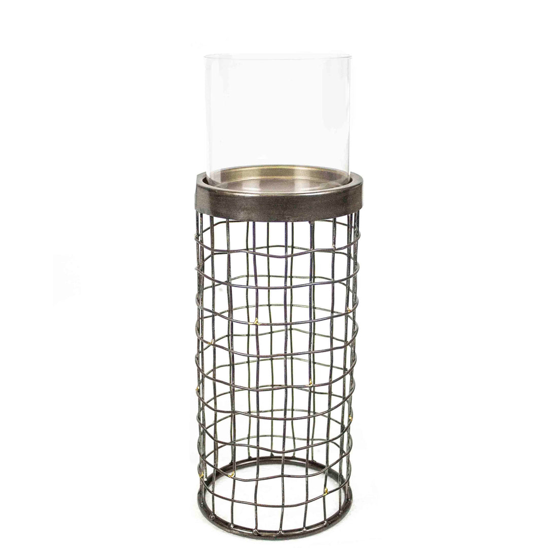 METAL GRID CANDLE HOLDER