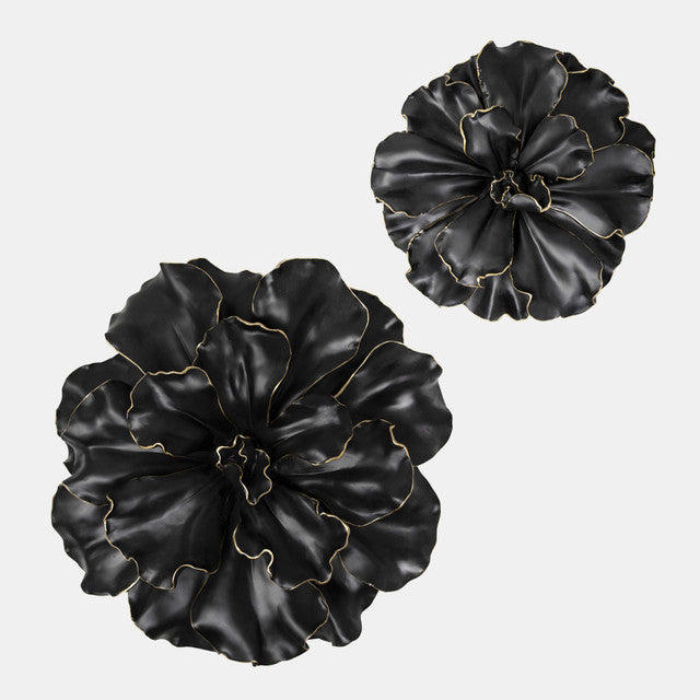 Flower Wall Plaque, Black/Gold