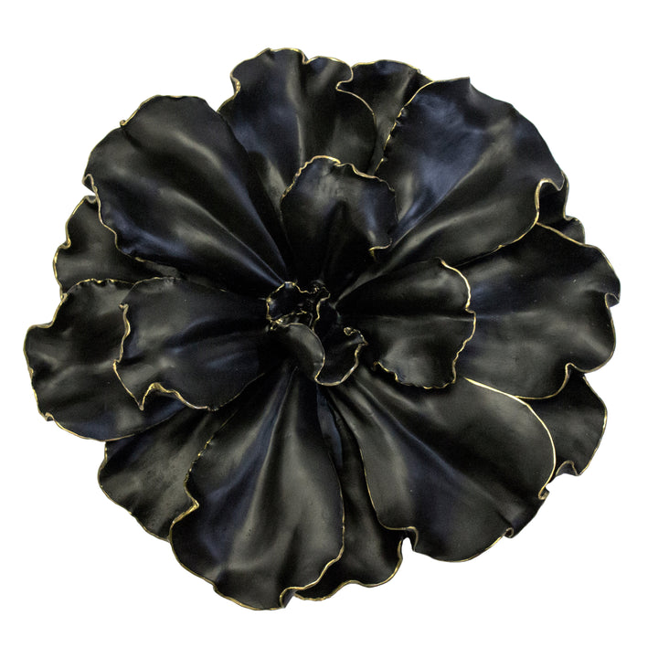 Flower Wall Plaque, Black/Gold