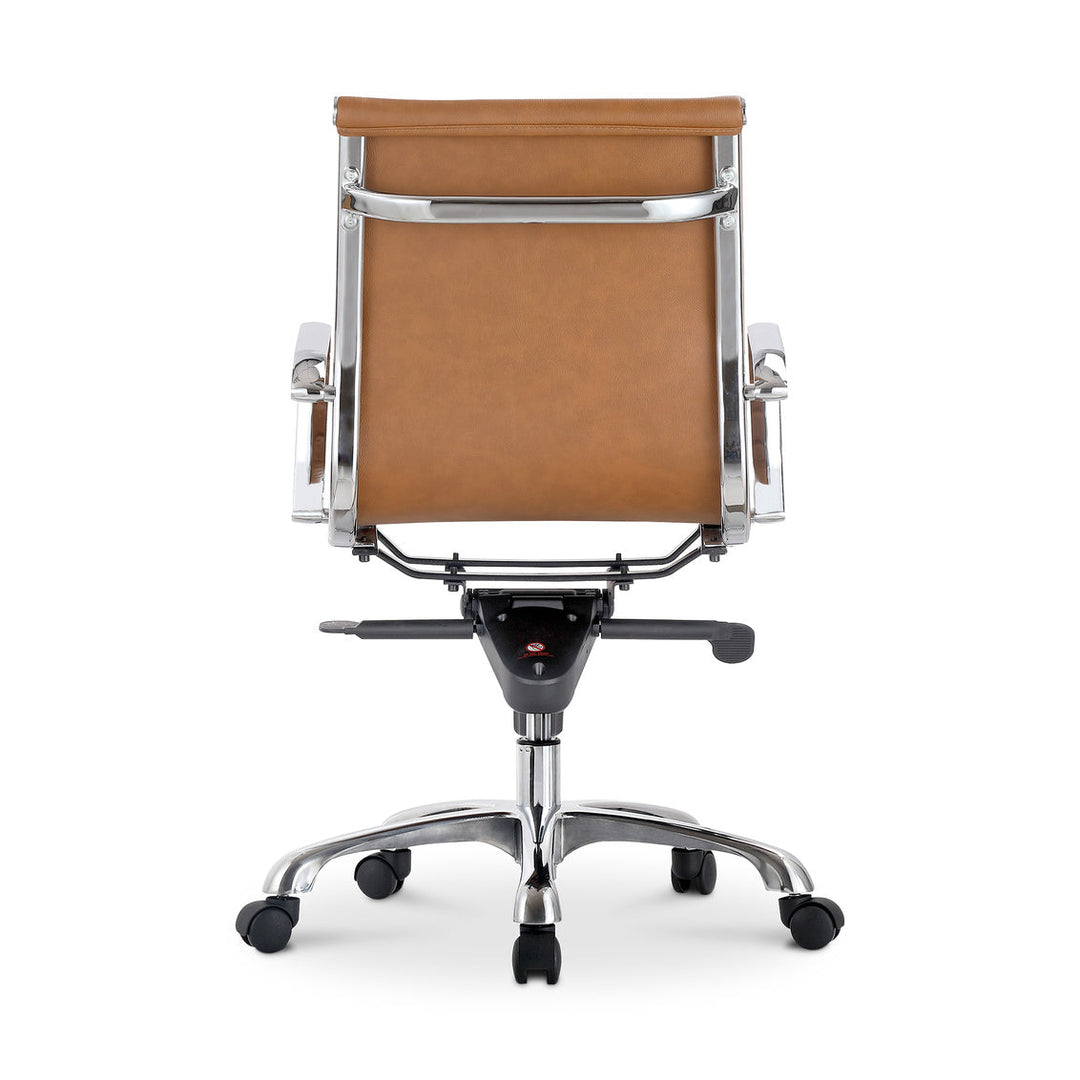 Studio Swivel Office Chair Low Back Tan Vegan Leather