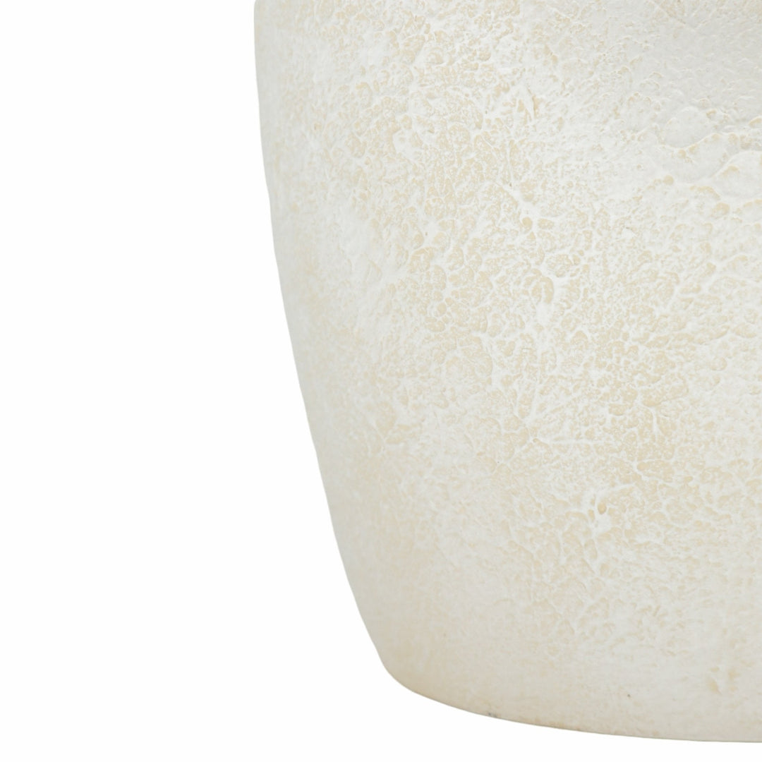 12" ABSTRACT TEXTURED TERRACOTTA VASE, IVORY