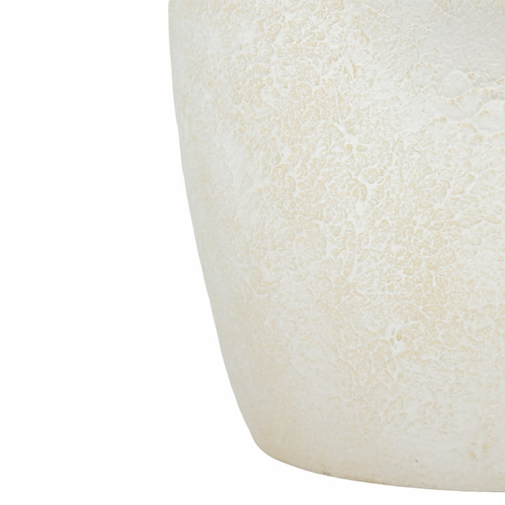 12" ABSTRACT TEXTURED TERRACOTTA VASE, IVORY