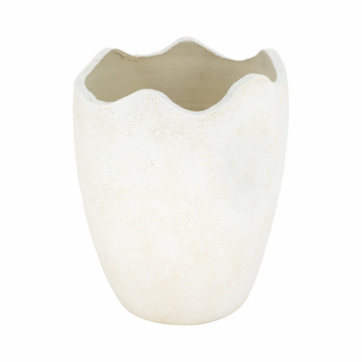 12" ABSTRACT TEXTURED TERRACOTTA VASE, IVORY