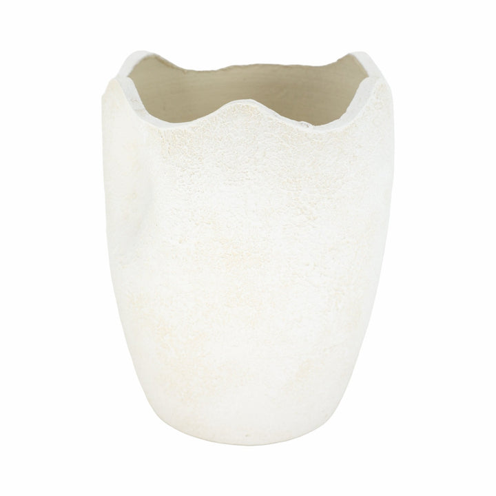 12" ABSTRACT TEXTURED TERRACOTTA VASE, IVORY