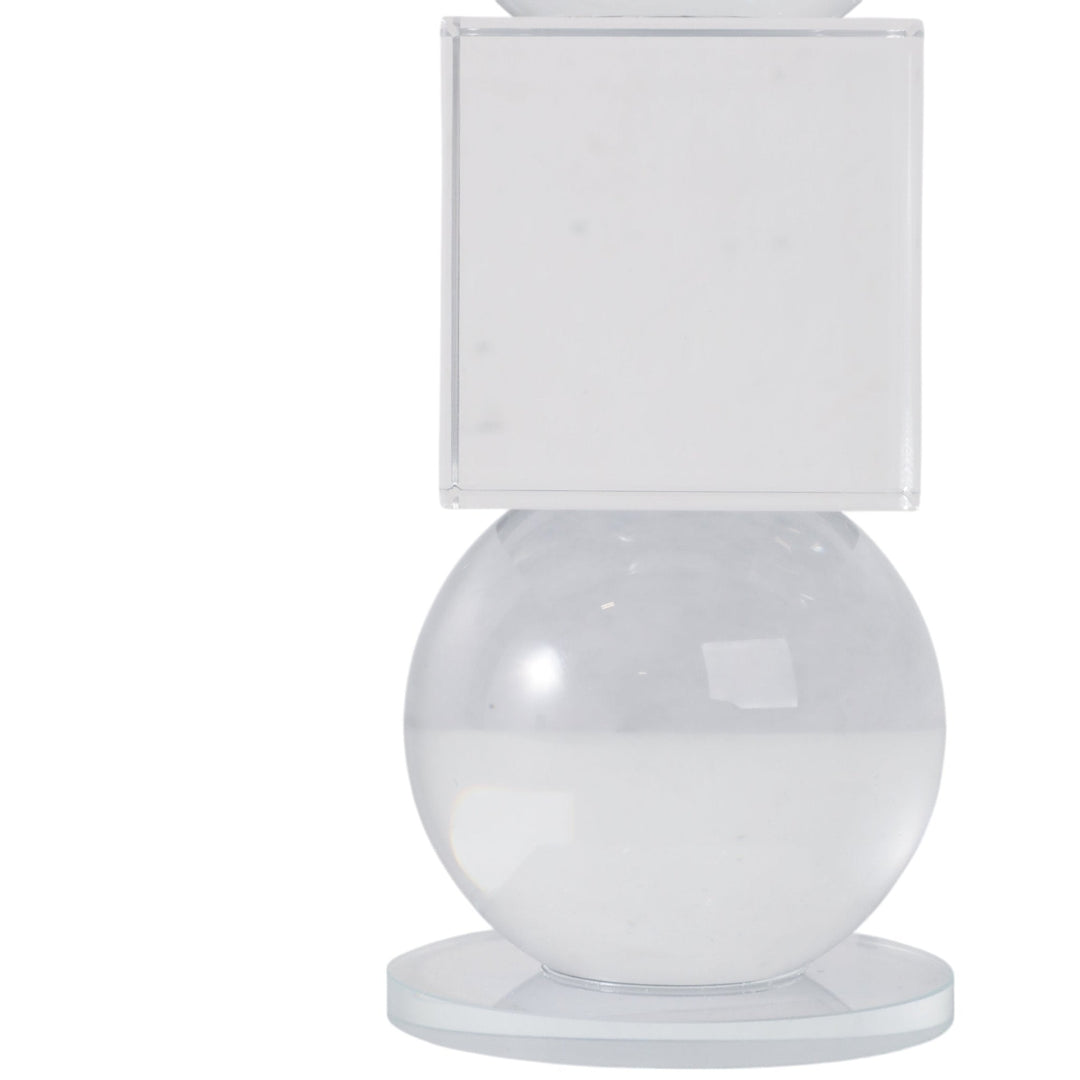 12" Crystal Orbs & Blocks Taper Candleholder, Clea