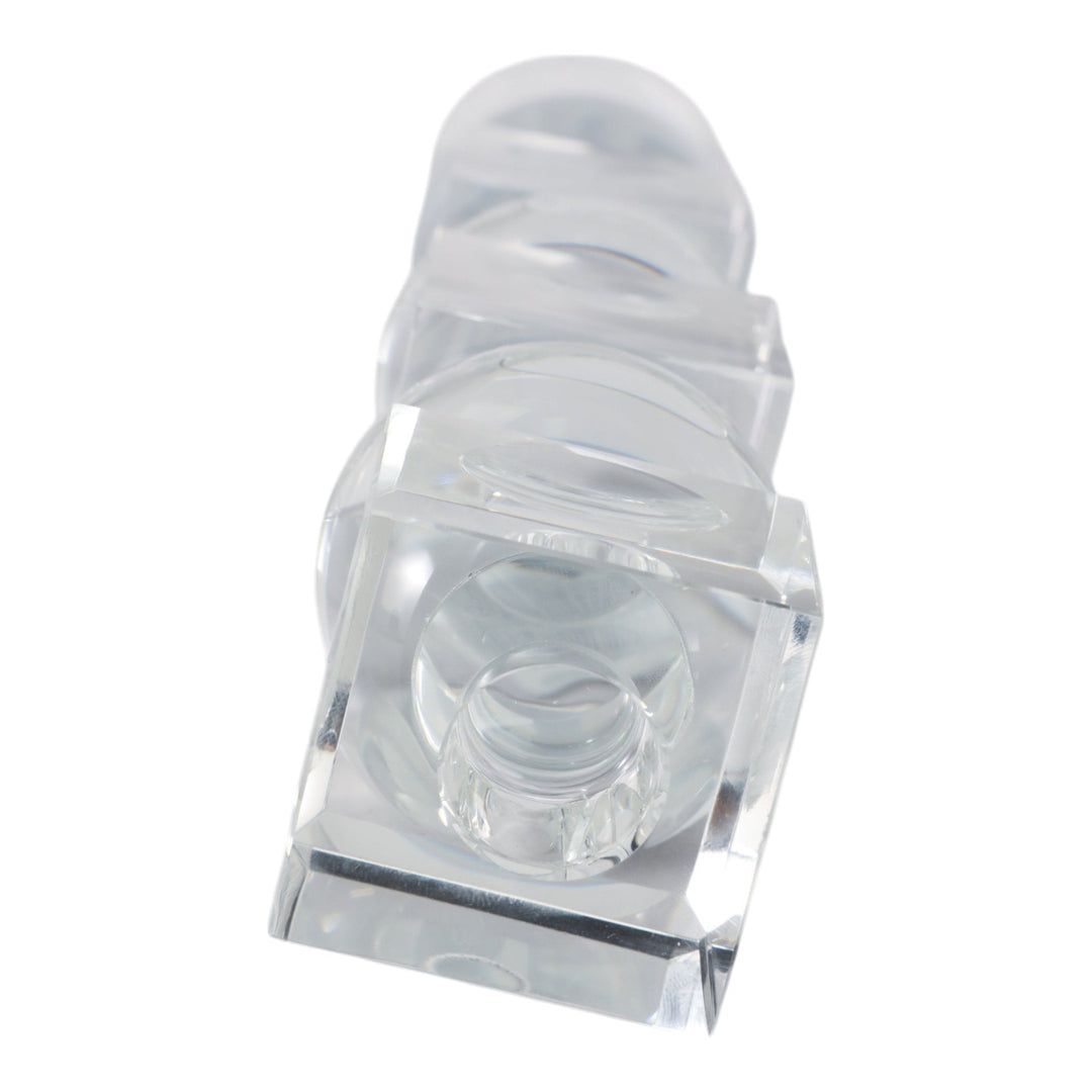 12" Crystal Orbs & Blocks Taper Candleholder, Clea