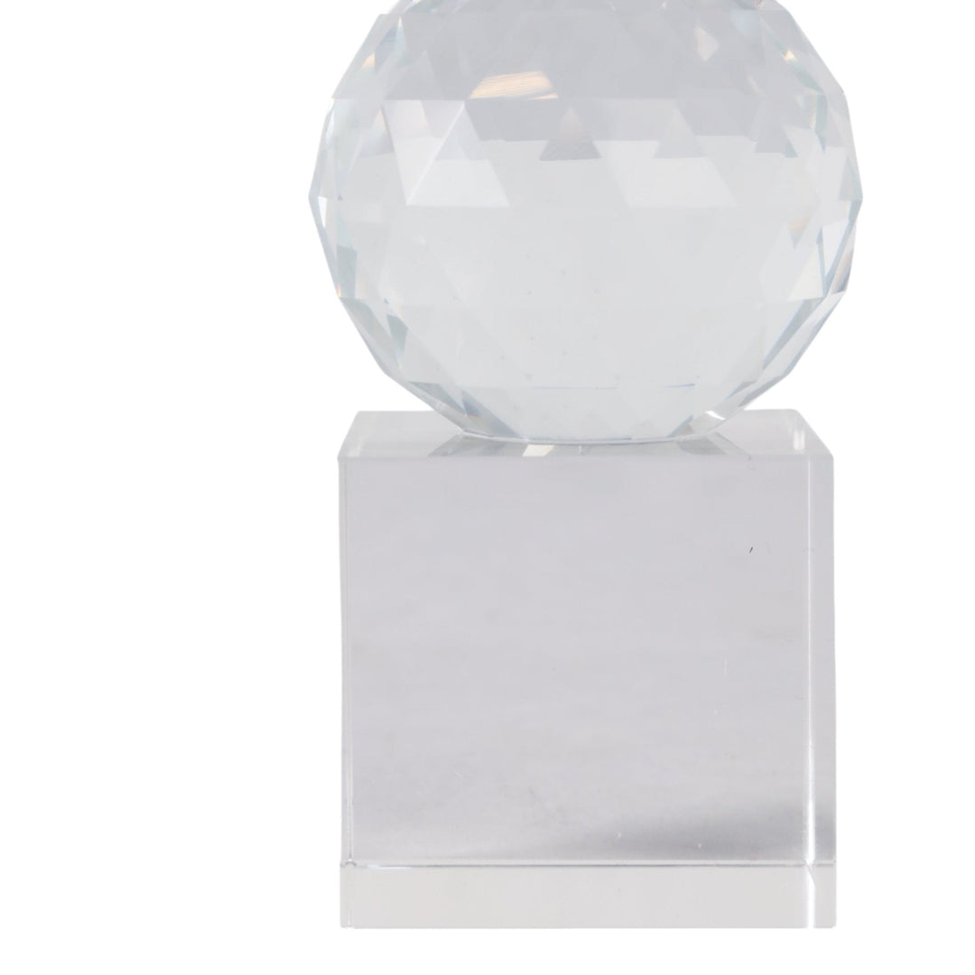 12" FACETED CRYSTAL ORBS CRYSTAL TAPERHOLDER, CLEA