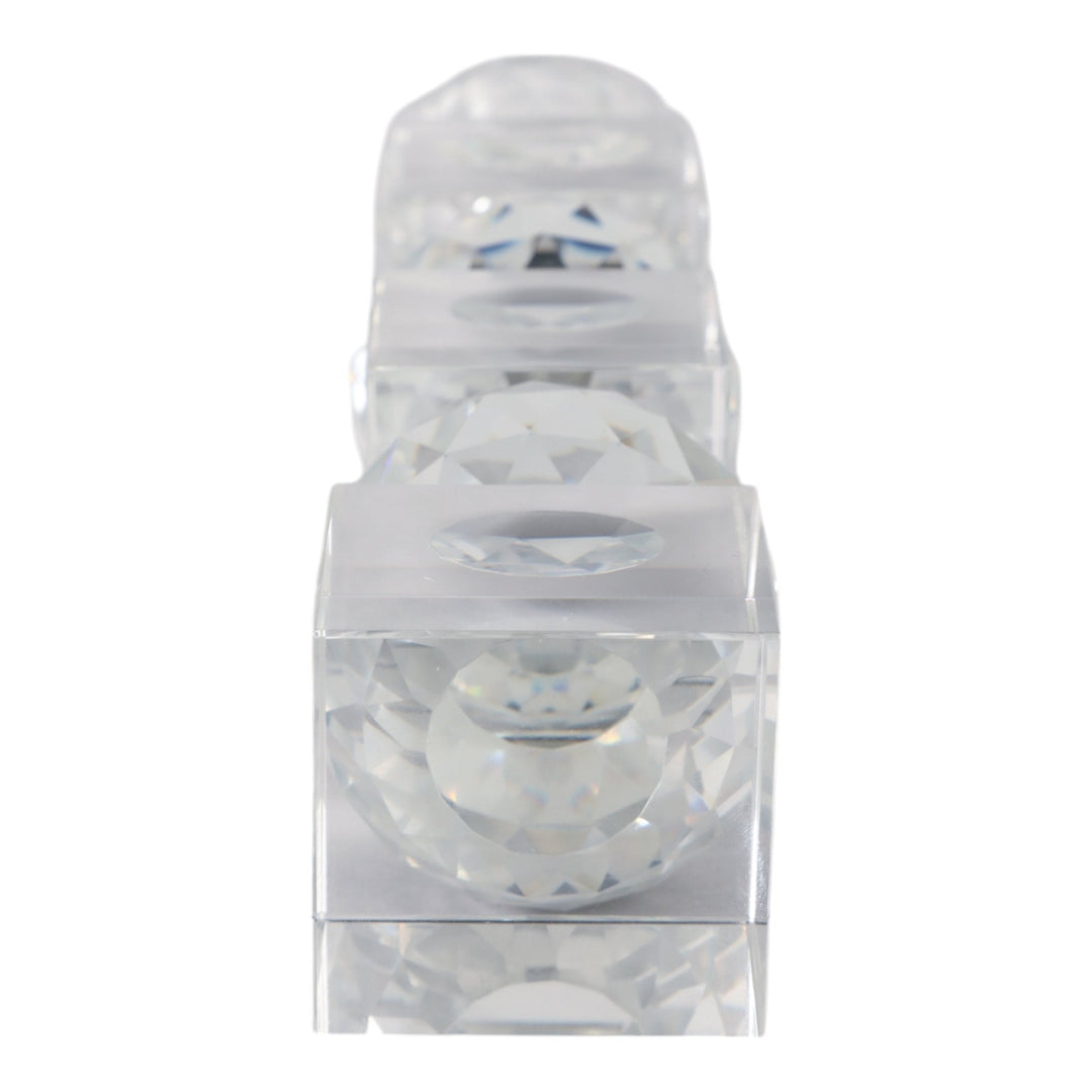 12" FACETED CRYSTAL ORBS CRYSTAL TAPERHOLDER, CLEA