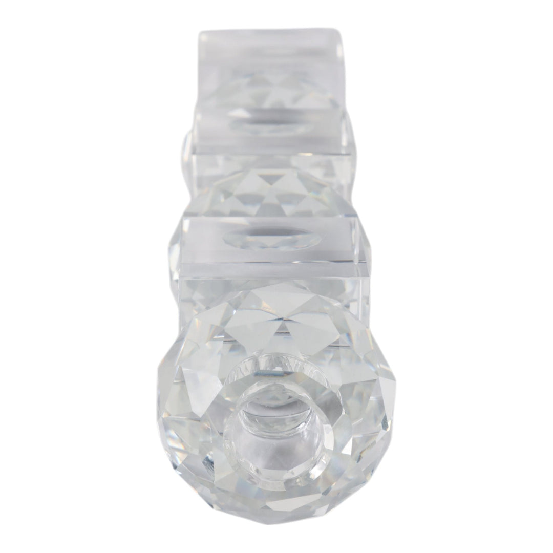 12" FACETED CRYSTAL ORBS CRYSTAL TAPERHOLDER, CLEA