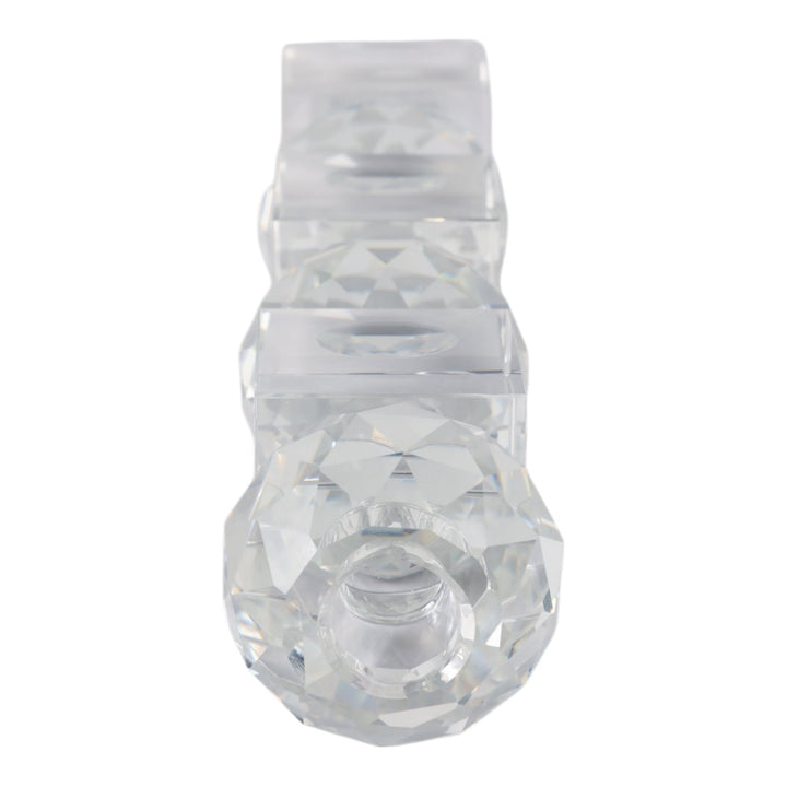 12" FACETED CRYSTAL ORBS CRYSTAL TAPERHOLDER, CLEA