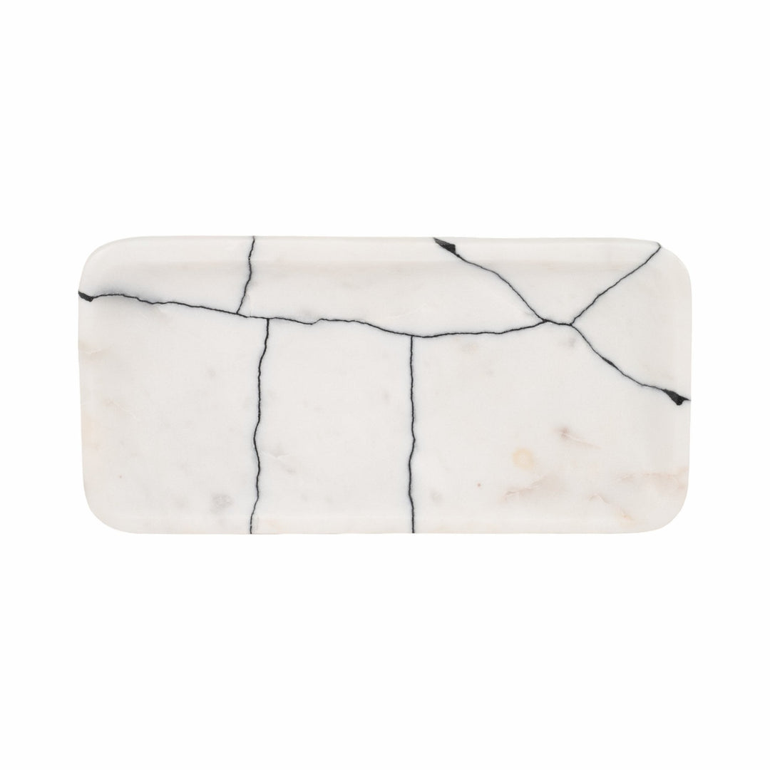 12" ROALD BLACK & WHITE MARBLE TRINKET TRAY
