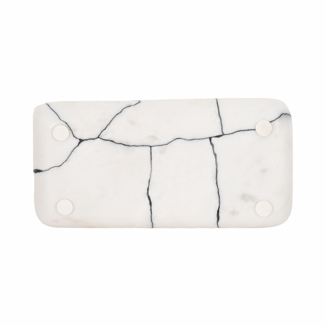 12" ROALD BLACK & WHITE MARBLE TRINKET TRAY