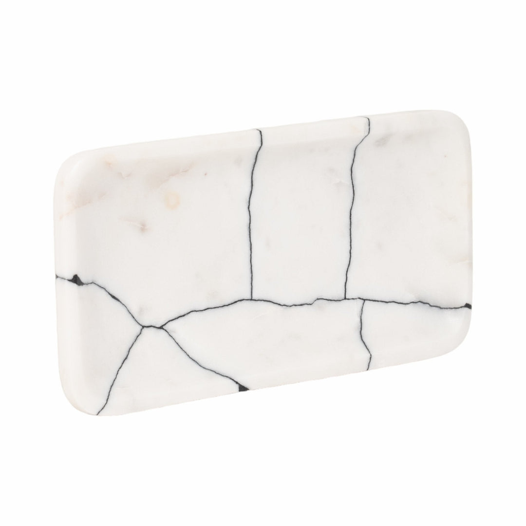12" ROALD BLACK & WHITE MARBLE TRINKET TRAY