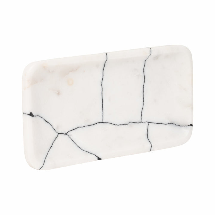 12" ROALD BLACK & WHITE MARBLE TRINKET TRAY