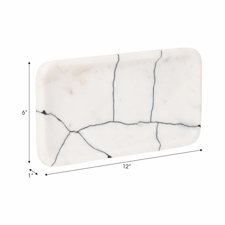 12" ROALD BLACK & WHITE MARBLE TRINKET TRAY