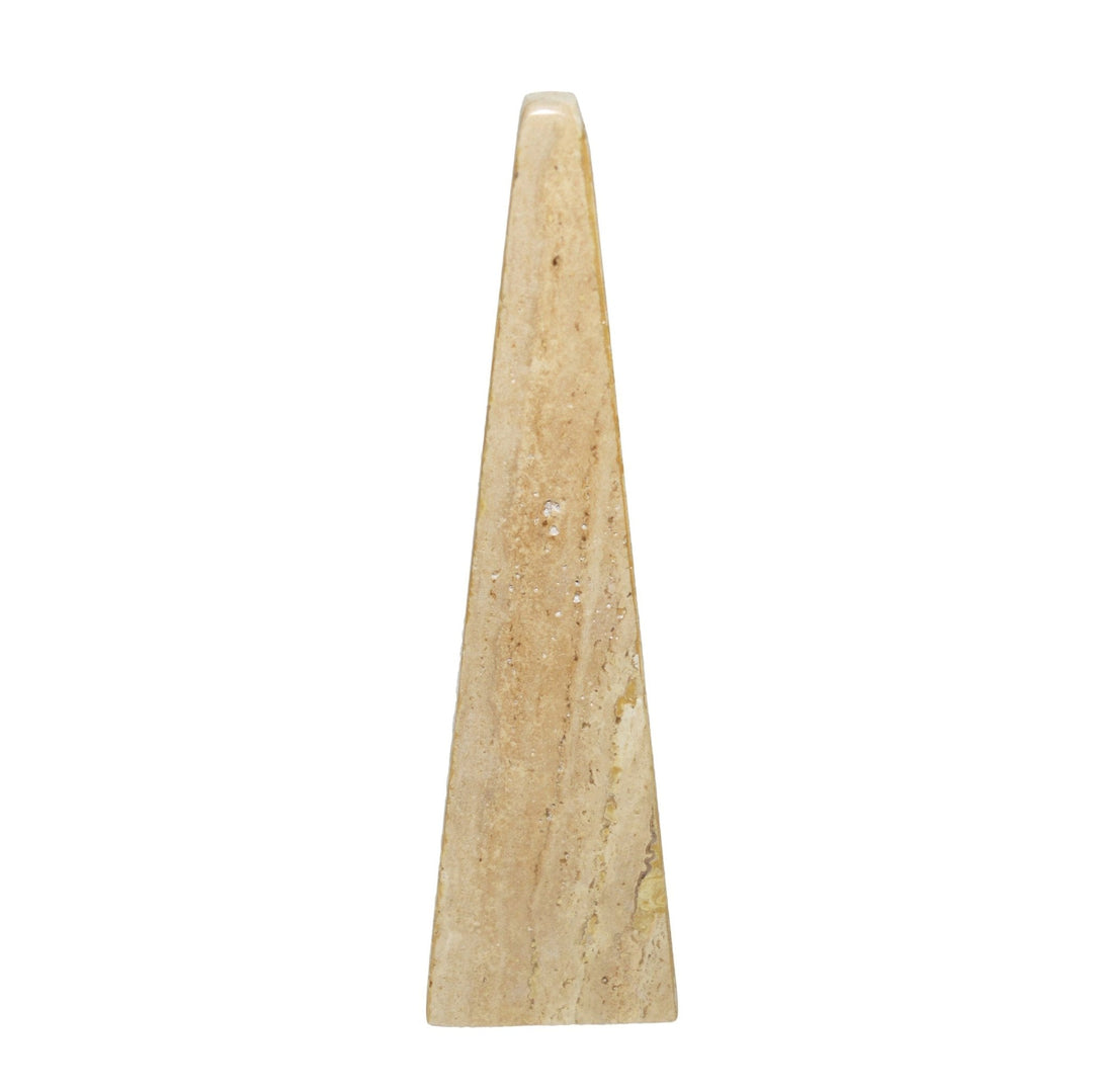 12" Travertine Obelisk, Tan