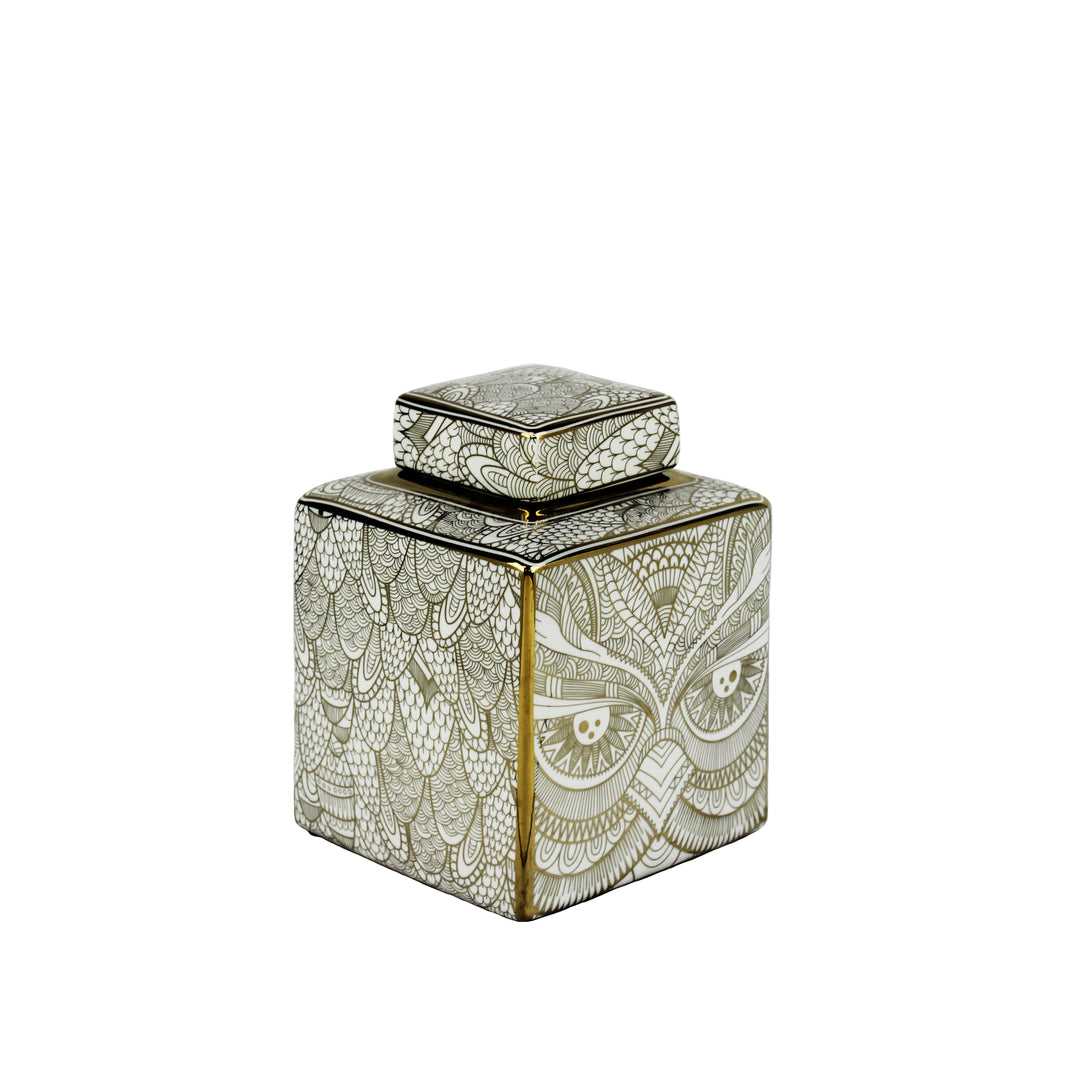 DECORATIVE CERAMIC COVERED JAR,WHITE