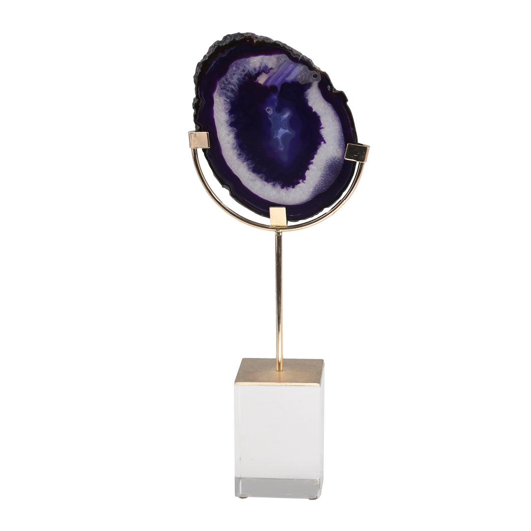 Agate On Acrylic Base Decor, Rose