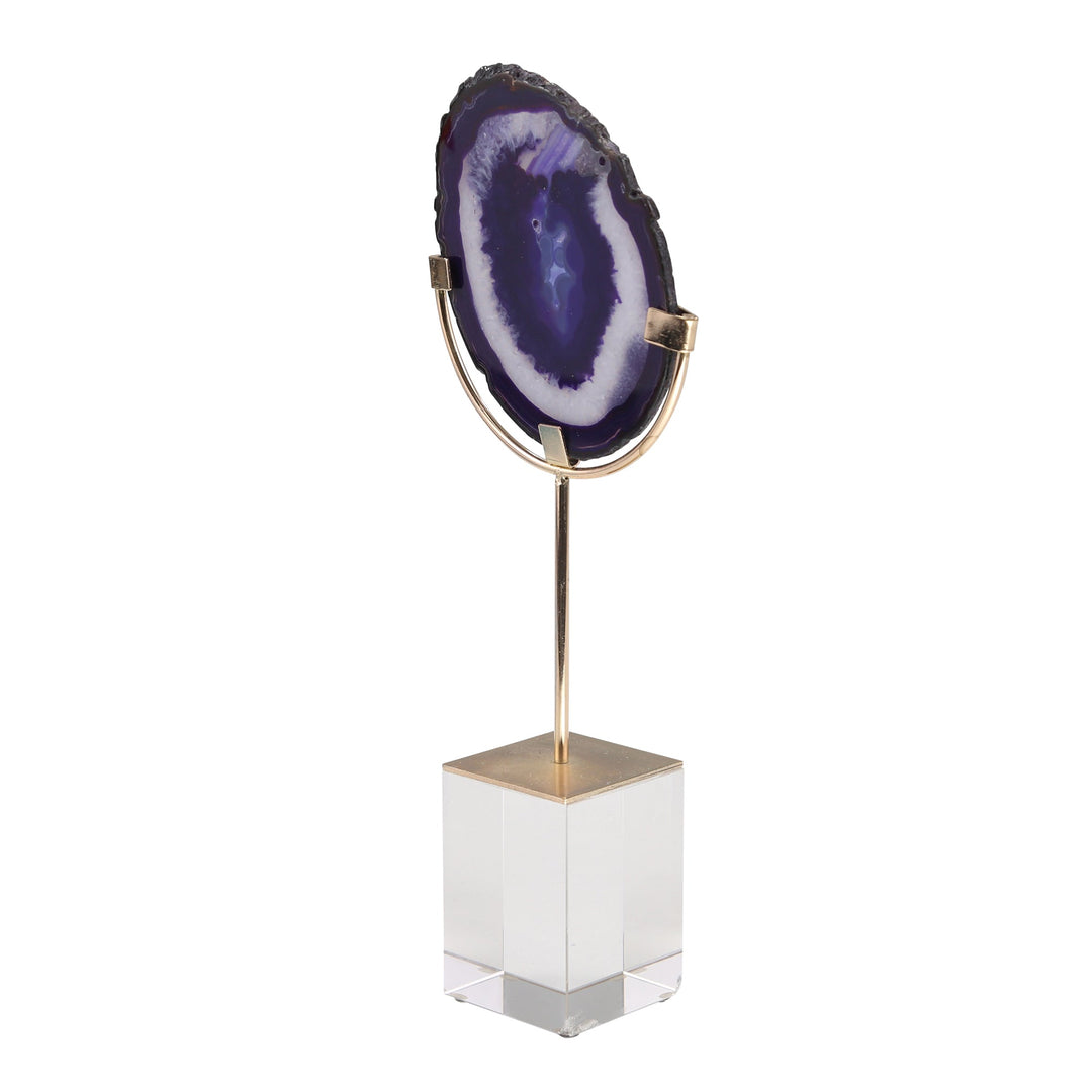 Agate On Acrylic Base Decor, Rose