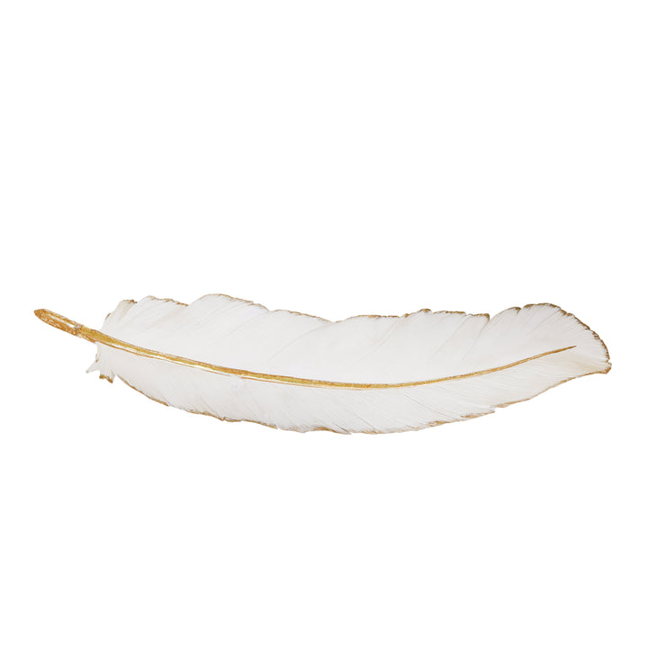 Resin Feather Wall Decor, White/Gold