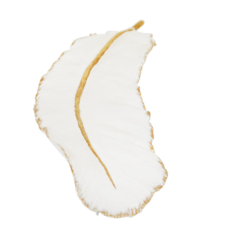 Resin Feather Wall Decor, White/Gold