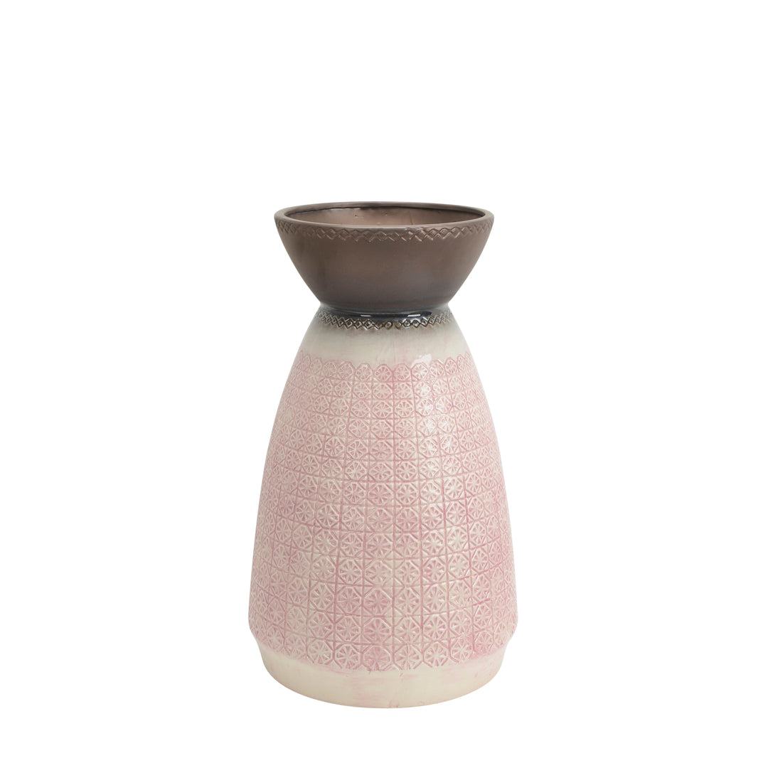 DECORATIVE CERAMIC VASE, OLD ROSE