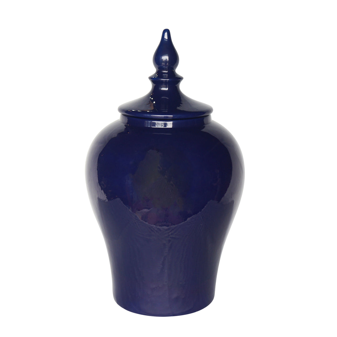 Modern Ceramic Decorative Covered Jar, Navy