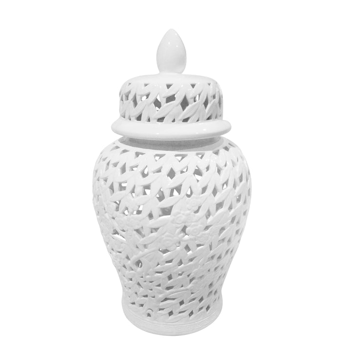 PIERCED WHITE TEMPLE JAR 24"