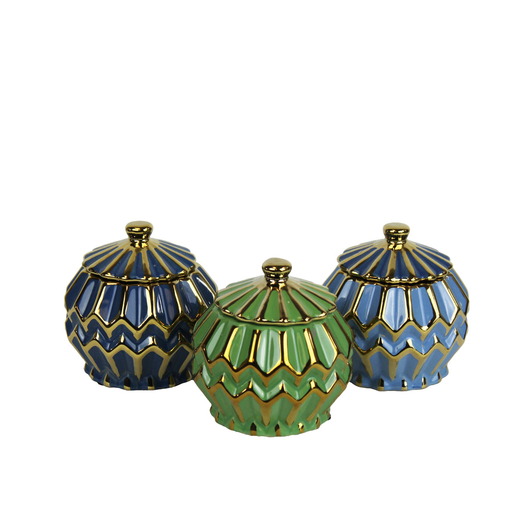 CERAMIC LIDDED JARS S/3