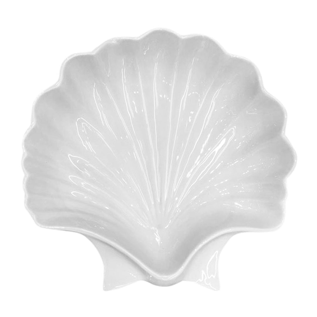 Decorative Ceramic Shell Bowl, White