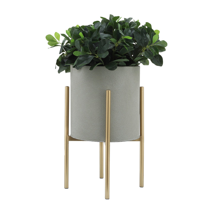 S/2 PLANTER ON METAL STAND, PUTTY/GLD