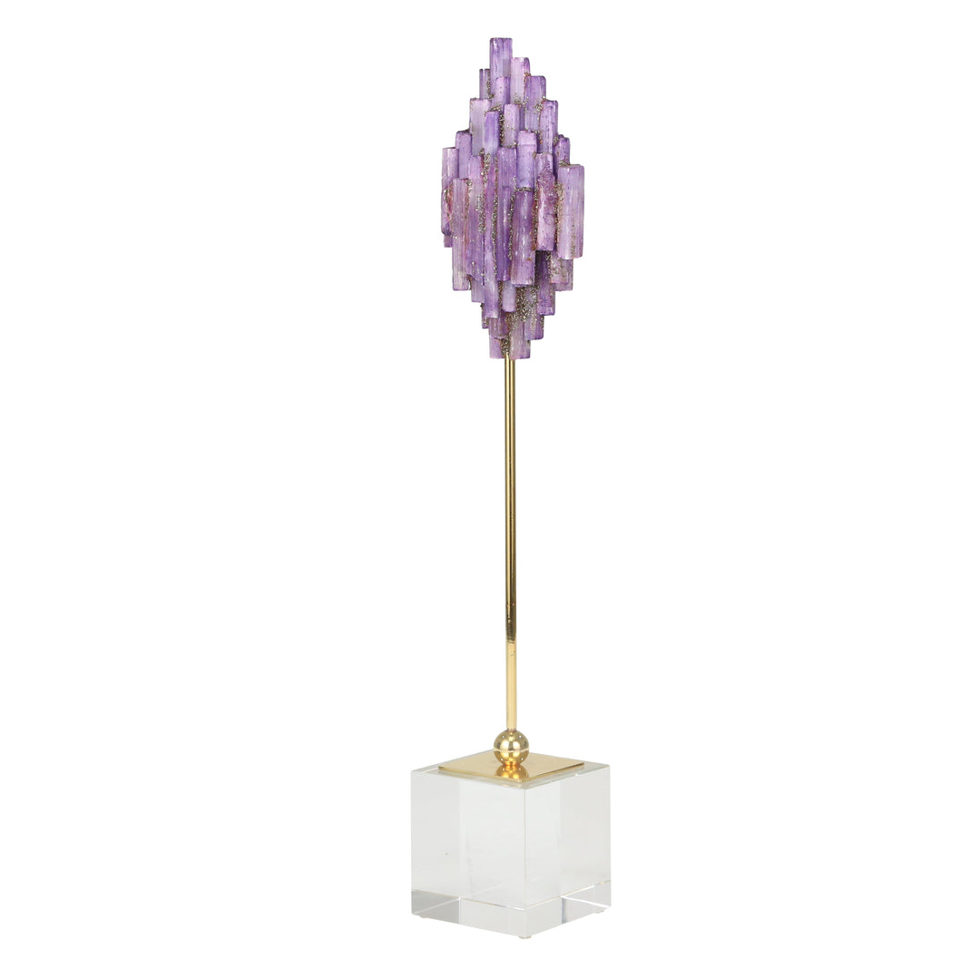 PURPLE SELENITE ON GOLD STAND, 19"